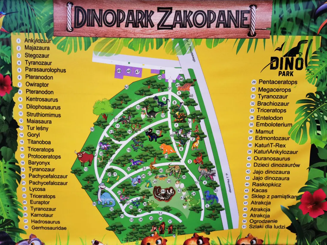 Ruchomy model dinozaura w Dino Parku w Zakopanem